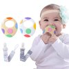 OSDUE 2 Packs Baby Teething Toy, Silicone Teething Mitten for Babies Over 3 Months Anti Dropping Wrist Hand Teethers Baby Chew Toys for Sucking Needs and Soothe Babies Sore Gums, BPA Free