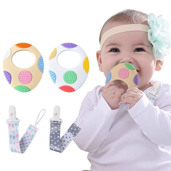 OSDUE 2 Packs Baby Teething Toy, Silicone Teething Mitten for Babies Over 3 Months Anti Dropping Wrist Hand Teethers Baby Chew Toys for Sucking Needs and Soothe Babies Sore Gums, BPA Free
