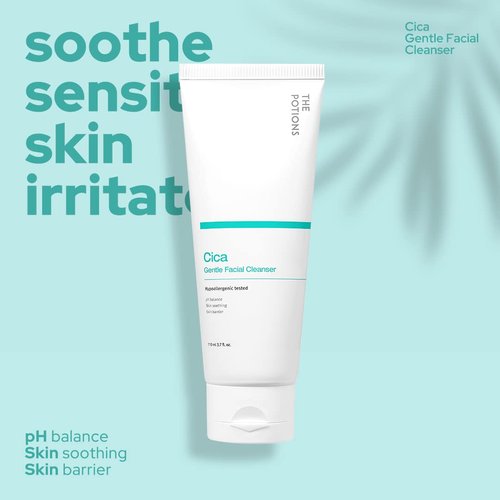 The Potions Cica Acne Gentle Facial Cleanser for Acne prone skin, sensitive skin 3.7 fl. oz - Product of Korea