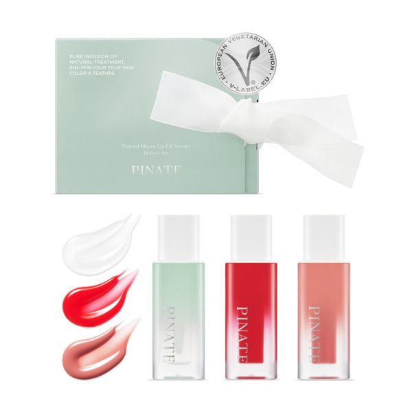 PINATE NATURAL LIP OIL - Dohwa Set, Gift Set, Powerful glow lip oil serum - Nourishing & Protecting lip care that naturally brings out own colors with camellia seed oil. 0.14 FL. Oz (Set of 3), Red