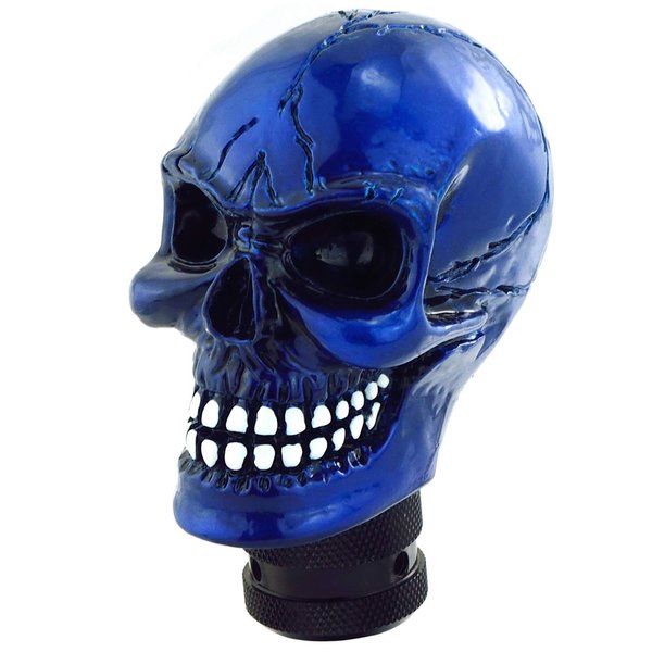 Lunsom Skull Gear Shift Head Resin Shifter Knob Car Transmission Shifting Stick Handle Fit Most Automatic Manual Vehicle (Navy Blue)