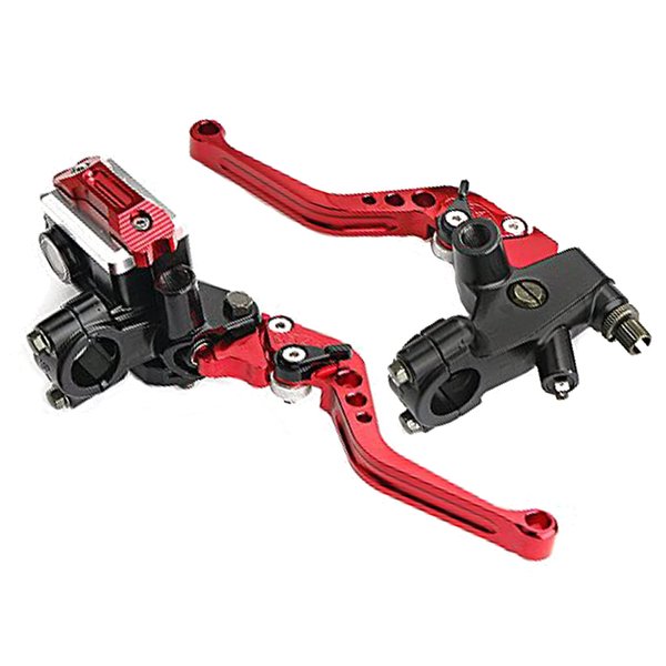 LisylineAuto Motorcycle 7/8" 22mm Handlebar Brake Master Cylinder Clutch Lever Left & Right Set Compatible with Harley Honda Kawasaki Suzuki Yamaha Red