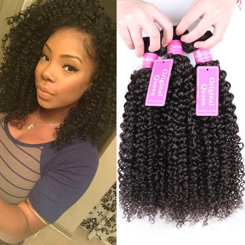 Original Queen 100% Brazilian Unprocessed Virgin Kinky Curly Human Hair Weave 3 Bundles Deep Curly Hair Extensions Mixed Length 16 18 20inches