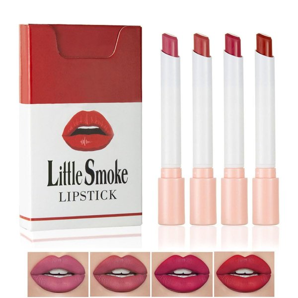 Tiejdhr 4 Colors Mini Little Tube Lipstick, Matte Velvet Lipstick, Red Moisturizer Smooth Lip Stick Lip Stain Long Lasting 24-Hours Waterproof Labiales Mate (Set B, F)