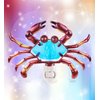 Puzzled Glass Art Night Light, Plug in Decorative Socket Lamp, Manual On & Off Portable Lights for Stairway, Bedroom, Bathroom, Nursery, Home Accessory & Kitchen Decor - Crab