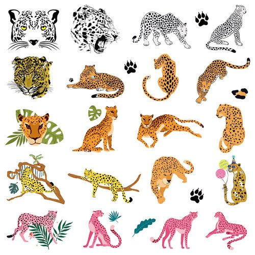 Hohamn Cheetah Tattoos for Kids, 10 Sheets Cheetah Jungle Animal Theme Temporary Tattoos for Boys Cheetah Birthday Party Supplies Gifts Decoration