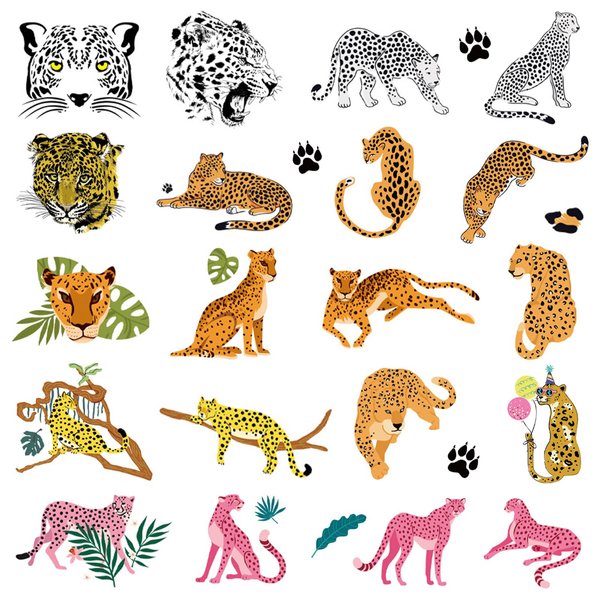 Hohamn Cheetah Tattoos for Kids, 10 Sheets Cheetah Jungle Animal Theme Temporary Tattoos for Boys Cheetah Birthday Party Supplies Gifts Decoration