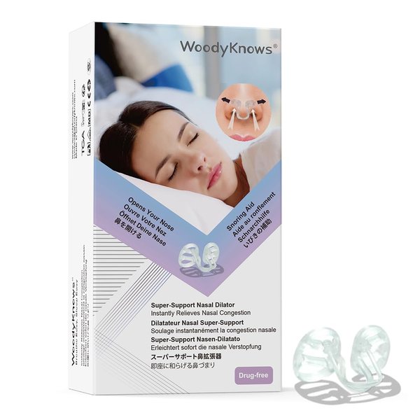 WoodyKnows Super-Support Nasal Dilator | Improves Sleep and Sports Airflow | Nose Congestion and Snoring Aid (S 4Pack)