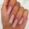 YOSOMK Square Press on Nails Long Pink Fake Nails Press On Acrylic False Nails for Women Stick on Nails With Glue on Static nails