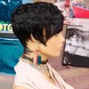 Tgezer Short Wigs for Black Women Human Hair Pixie Cut Wig Human Hair Short Black Layered Wavy Wigs with Bangs Non Lace Front Wig Brazilian Guleless Full Machine Made Color 1B#