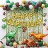Dinosaur Birthday Decorations, Dinosaur Birthday Party Supplies for Boys Include Foil Dinosaur Balloons, Happy Birthday Balloons, Rain Curtain,Latex Balloons Arch Kit for Dino Jungle safari Party