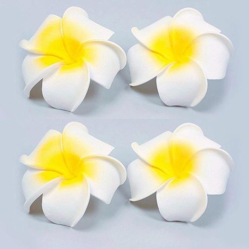 4Pcs White Hawaiian Plumeria Flower Hairpins Women Hawaiian Hawaii Bohemia Style Plumeria Foam Flower Hair Clips Hair Barrette Hairpin For Bridal Wedding Party Beach Holiday Clips