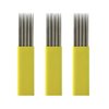 50pcs Yellow Microblading Needles 9 Pin Flat Double Line 0.25mm Blade Permanent Makeup Tattoo Needle for Fog Power Eyebrow Available size 15U,17U,19U,21U,9F,17F,19F,21F (9F)
