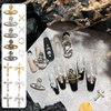 XIYONALI 120PCS Planet Cross 3D Nail Charms for Acrylic Nails, Gold Silver Nail Gems Alloy Nail Accessories, Nail Rhinestones for Nail Art Supplies Manicure Craft DIY