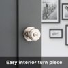 Kwikset Juno Interior Privacy Door Knob with Lock, Door Handle For Bathroom and Bedroom, Satin Nickel Keyless Turn Lock Doorknob, with Microban Protection