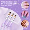 KEMEISI 3PCS Acrylic Nail Brush Set, Size 06/12/16 Kolinsky Nail Art Brushes for Acrylic Application, Sturdy Handle Oval Shaped Acrylic Powder Nail Design Tools for Professional Manicure DIY Home