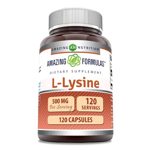 Amazing Formulas L-Lysine 500 mg 120 Capsules | Amino Acid Supplement | Non-GMO | Gluten Free | Made in USA