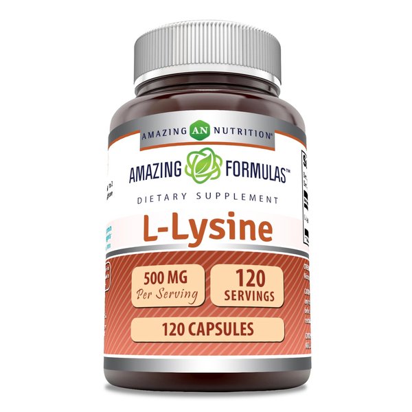 Amazing Formulas L-Lysine 500 mg 120 Capsules | Amino Acid Supplement | Non-GMO | Gluten Free | Made in USA