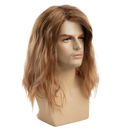 Wiwige Mens Blonde Wig Mid Length Synthetic Hair for Male Cosplay Party Costume Wig