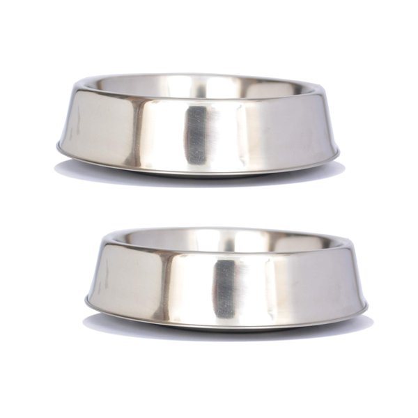 Iconic Pet 2 Pack of 4 Cup Stainless Steel Non Skid Pet Bowls for Dog or Cat with Raised Rim Dishwasher Safe Pet Food and Water Bowls - 32 Oz
