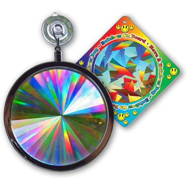 Rainbow Symphony- Rainbow Prism Suncatcher for Window, Axicon Pattern, with Bonus Board Sun Catcher, Made in USA