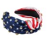 Lonext Independence Day Knotted Headband for Women Sparkly Rhinestone Embellished Hairbands Twist Turban Headband Elastic Wide Hair Hoop for Girls (American Flag Colors)
