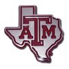 Texas A&M Aggies METAL Auto Emblem with Maroon Trim in Shape of Texas
