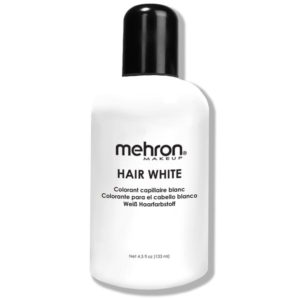 Mehron Makeup Hair White | Washable White Hair Dye | Temporary Hair Color for Theatre, Cosplay, & Halloween 4.5 oz (133 ml) (White)