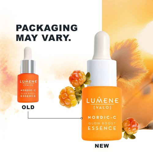 Lumene Nordic-C [Valo] Glow Boost Essence Serum Half-Size - Radiance Enhancing Vitamin C Serum for Face - Vitamin C & Hyaluronic Acid Facial Serum for Smooth, Plump, Glowing Skin (0.5 fl oz)