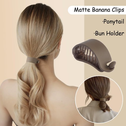 Hapdoo 6Pcs Small Banana Clips Hair, Hair Claw Clips for Ponytail, Matte Banana Clips Strong Hold Ponytail Bun Holder, Mini Hair Jaw Clips Barrettes Styling Accessories for Women Girls