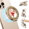 Magnetic Phone Stand Holder Built-in Mirror for Magsafe Case, [Electroplated & Glitter], Phone Grip Stand Ring Kickstand for iPhone 16 Pro Max/15/14/13/12 Series for Girl Women, Desert Titanium
