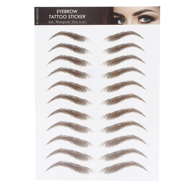 Eyebrow Transfers, Eyebrow Tattoo Sticker Eyebrow Transfer Sticker for Women,Eyebrows Tattoo Stickers Waterproof Long Lasting False Tattoos Peel Off Instant Eyebrow for Women Girls Makeup(BROWN-10)