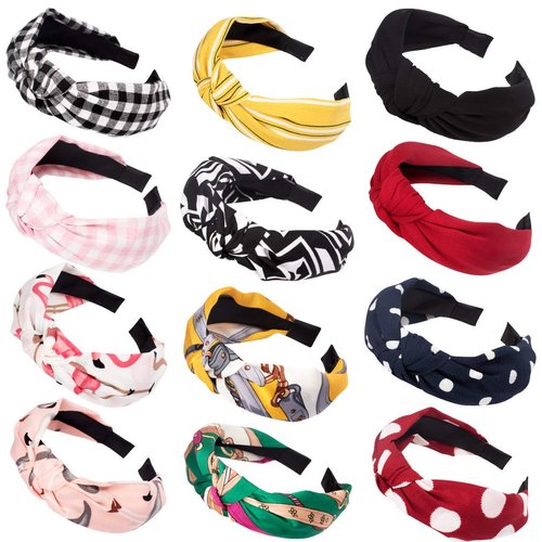 ACO-UINT 12 Pack Headbands for Women, Non-slip Knotted Headbands Fashion Headbands, Womens Headbands Wide Headbands Fabric Headbands for Girls Hair Accessories for Women