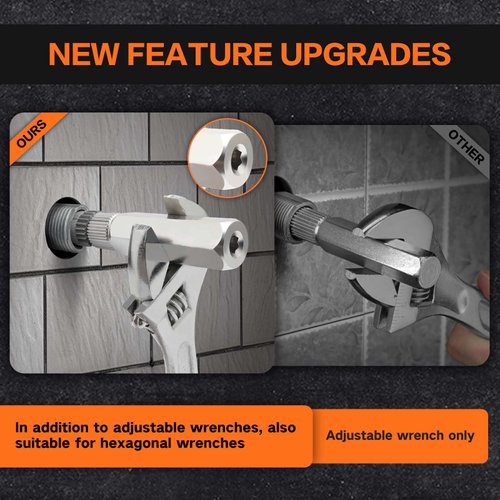 2025 Upgrade 3-Piece Internal Pipe Wrench Set, Pipe Nipple Extractor Set with Bottom Hex Notch, 3/8", 1/2" and 3/4" Pipe Capacity, Perfect for Allen Wrench Tools, Easy Internal Grip to Extract Nipples