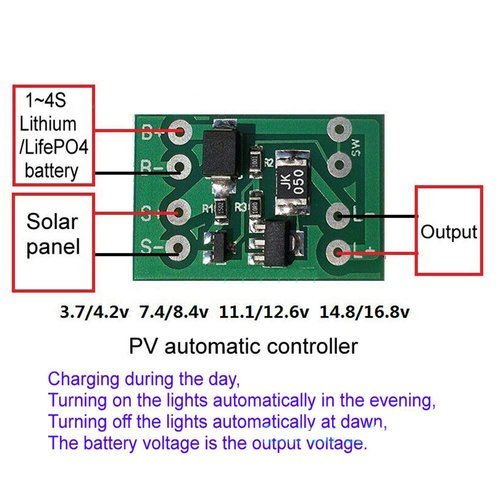 Acxico 3Pcs Solar Charge Controller Board Lithium Battery Charging Controller Auto ON/OFF Light Control Switch For DIY Street Lights Garden Lights