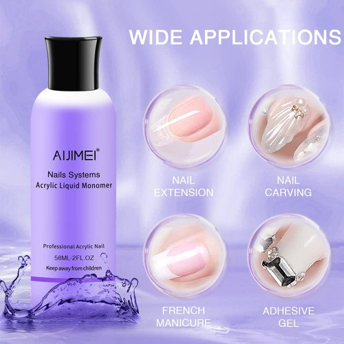 AIJIMEI Acrylic Monomer Acrylic Liquid 58ml 2OZ Acrylic Liquid Monomer For Acrylic Powder Acrylic Nail Liquid Monomer For Acrylic Nails Powders & Liquids Acrylic Nail Powder And Liquid