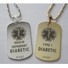 Custom Engraved Diabetes Diabetic Medical Alert Tag Pendant Necklace in Gold or Silver (Gold) - Free Personalization