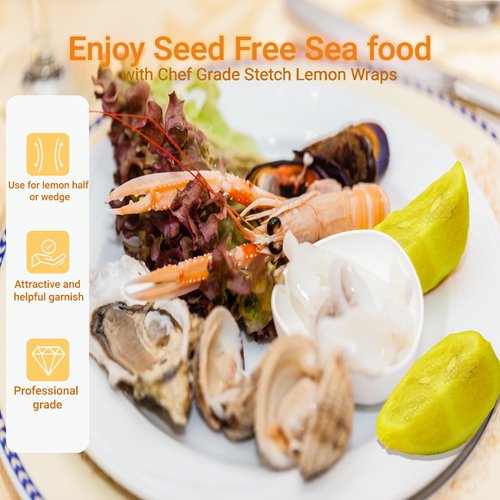 120 pack lemon stretch wraps - mesh food cover for lemon squeezer - fresh bag to keep seeds out - lemon holder