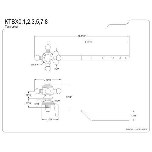 Kingston Brass KTBX1 Buckingham Toilet Tank Lever, 2-7/8-Inch Handle Length, Polished Chrome