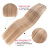 Clip in Hair Extensions Real Human Hair Beach Blonde Long Stright Layered Hair Extensions 18 inch 7PCS Hair Extension Thick Set Natural Soft Clip in Hair Extensions Human Hair for Women
