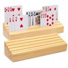 plusvivo Card Holders for Playing Cards Set of 2, Pine Solid Wooden Playing Card Holders for Adults Seniors Kids 9.84 X 3.15 X 2.25 Inch, Uno/Canasta/Bridge/Hand and Foot Card Holder