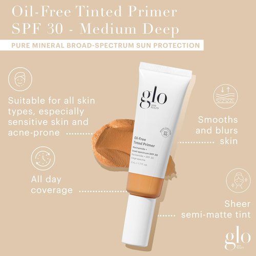 Glo Skin Beauty Oil-Free Tinted Primer SPF 30, (Medium Deep) 1.7 Fl Oz - Mineral Makeup for Face, 4-in-1 Foundation Primer, Sheer Coverage, Skincare & Sunscreen With Broad Spectrum UVA/UVB Protection