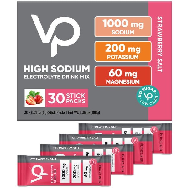Venture Pal High Sodium Sugar Free Electrolytes Powder Packet - Hydration Packets with Sodium, Potassium & Magneisum | Zero Calories | Vegan | Keto & Paleo Friendly Electrolyte Drink Mix | 30 Stick