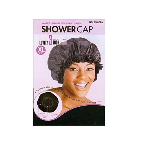 [Magic Collection] 21" WATER-PROOF SHOWER Cap Black - 2 pack