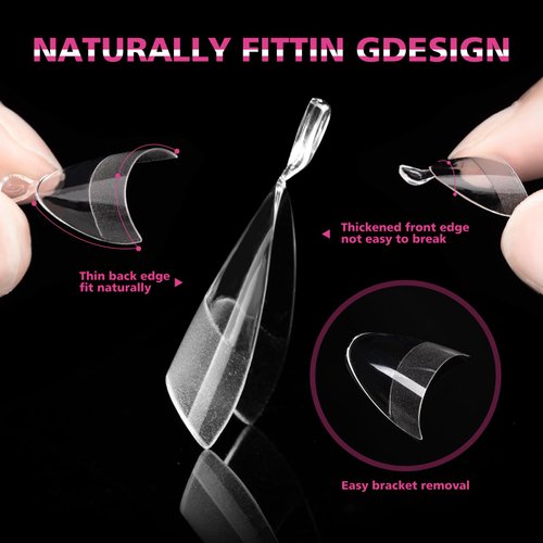 SITELENABY 600pcs Half Cover Short Almond Nail Tips, Extra Short Almond Soft Gel Nail Tips,Pre-designed Nails for Professional Salon 12 Size(Half Cover Almond 600pcs)