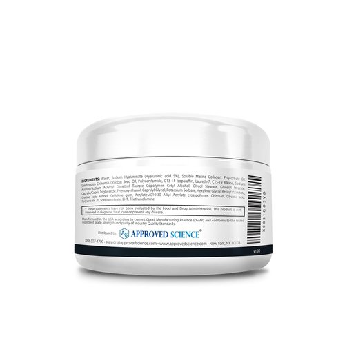 Approved Science Retinol Cream with 1% Retinol, 5% Collagen, and 5% Hyaluronic Acid - Revitalize, Brighten, Firm, and Plump Skin - 6 fl. oz. (180 ml)