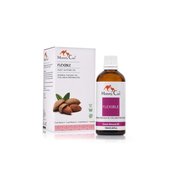 Mommy Care Perineal Massage Oil Labor Preparation, Flexible Perineal Massage Oil, Sweet Almond Oil For Pregnancy and Postpartum Recovery 100ml/3.38 fl.oz Certified Organic All Natural