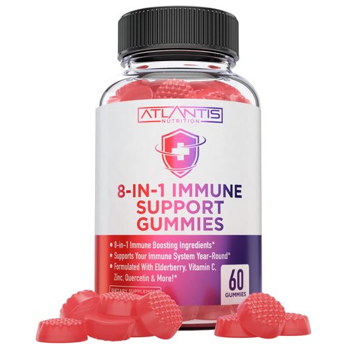 8-In-1 Immune Support Gummies With Elderberry - Powerful Immune Support Supplement Blend Of Elderberry, Quercetin, Zinc & Vitamin C Gummies Are Great Immune Boosters For Adults & Kids - 60 Gummies