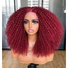 ANNISOUL Red Curly Lace front Wigs for Black Women,Lace front Wig Synthetic Hair Pre Plucked Deep Curly Wave 13x4x1 HD Short Glueless Curly Afro Wig 17Inch