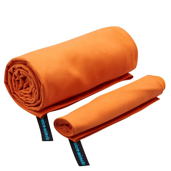 Micro-Miracle XL (30-Inch-by-60-Inch) Soft Microfiber Travel Towel with Hand Towel and Nylon Mesh Carry Bag, Orange Sunrise